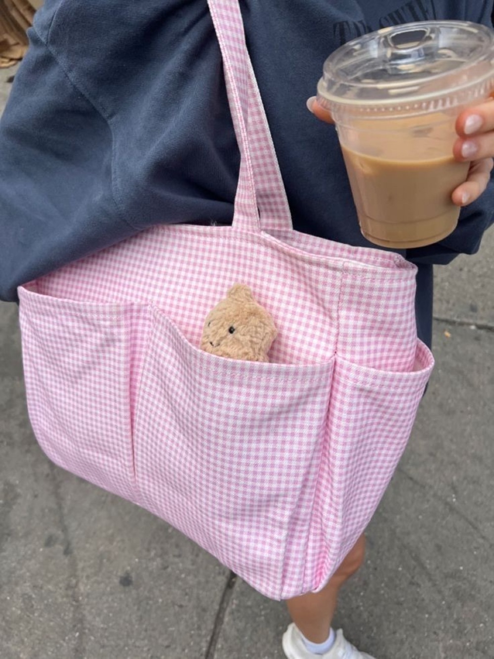 Pink Gingham Market Tote